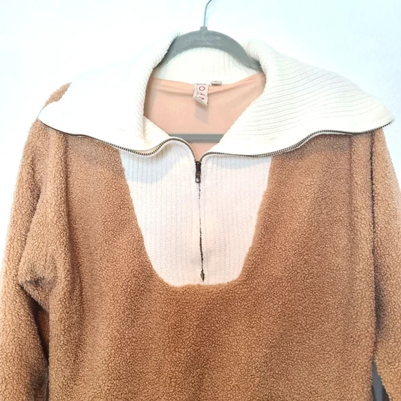 Anthropologie Dolan Left Coast Sherpa Oversized Collar Quarter Zip Sweat… - Picture 8 of 14